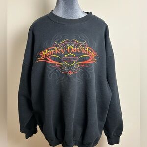 Harley-Davidson Black and Orange Crewneck Sweater